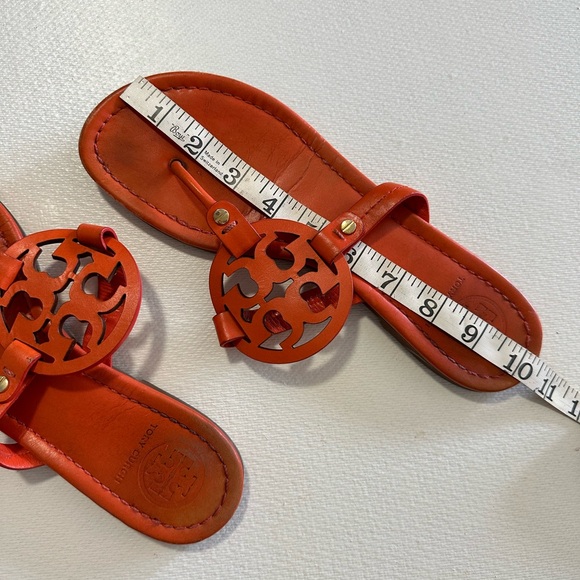 Tory Burch Miller Sandals in Orange Leather Size 9 USED - Picture 14 of 16